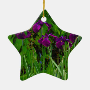 Prachtige Paarse Iris Keramisch Ornament