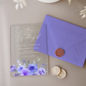 Prachtige Paarse Lavendel Violet Bloemen bruiloft Acryl Uitnodigingen