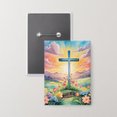 Prachtige paas Waterverf kunst Button (Voorkant / Achterkant)