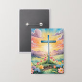 Prachtige paas Waterverf kunst Button (Voorkant / Achterkant)