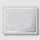 Prachtige  Papel Picado bruiloft zilver Gastenboek (Voorkant)
