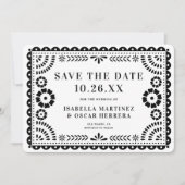 Prachtige Papel Picado Foto B & W bruiloft Save The Date (Voorkant)