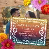Prachtige Papel Picado Foto Sunset Ombré bruiloft Save The Date