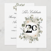 Prachtige pasta Floral 20e JUBILEUM Kaart (Voorkant / Achterkant)