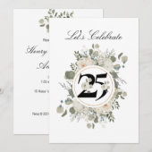 Prachtige pasta Floral 25e JUBILEUM Kaart (Voorkant / Achterkant)