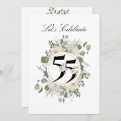 Prachtige pasta Floral 55e JUBILEUM Kaart (Voorkant / Achterkant)