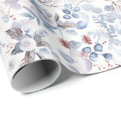 Prachtige Pastel Blauwe Winter Bloemen Cadeaupapier (Rol Hoek)