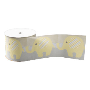 Prachtige Pastel Geel Baby Neutrale Elephant Grosgrain Lint