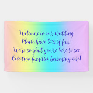 Prachtige pastel regenbooggradiënt bruiloft banner
