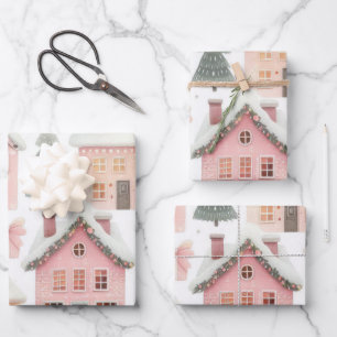 Prachtige Pastel Roze Kerst Design Inpakpapier Vel