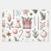 Prachtige Pastel Roze Kerst Design Inpakpapier Vel (Voorkant)