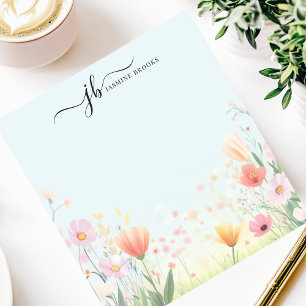 Prachtige Pastel Wilde Bloem Waterverf Gepersonali Notitieblok