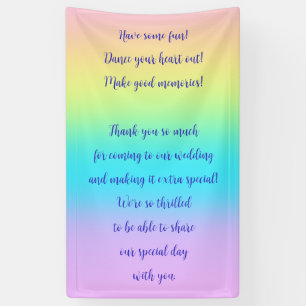 Prachtige pastelregenbooggradiënt bruiloft spandoek