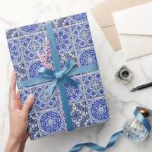 Prachtige  Patroonblauw en witte Tegels