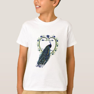 Prachtige pauw en sierlijke hartbloemlijst t-shirt