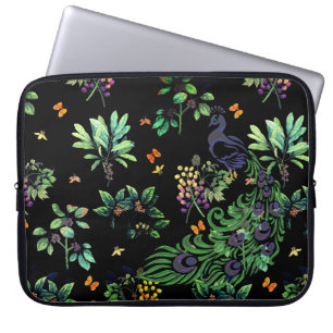 Prachtige pauw en vintage bloemmotief laptop sleeve