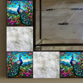 Prachtige pauw tussen de bloementuin tegeltje