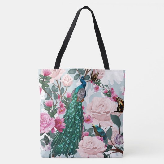 Prachtige Peacock Floral Mode Tas (Voorkant)