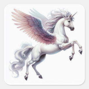 Prachtige Pegasus met Ombre gekleurde vleugels Vierkante Sticker