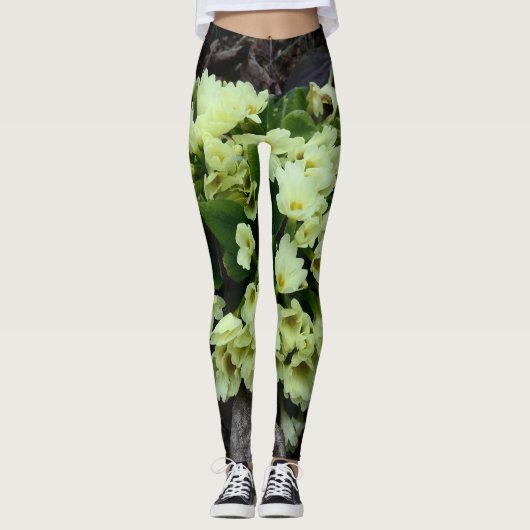 Prachtige pellerige peper Primroses in droge blade Leggings (Voorkant)