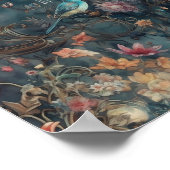 Prachtige periode Rococo tuin vogels en bloemen Poster (Hoek)