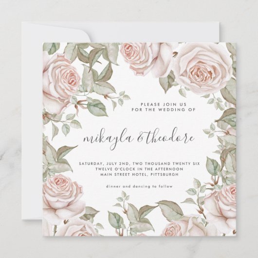 Prachtige Perzische Waterverf Rozen Weddenschap Kaart (Voorkant)