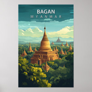 Prachtige plek Bagan Myanmar Art Travel Poster