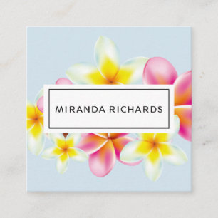 Prachtige Plumeria Flowers Tropical Accent Vierkante Visitekaartje