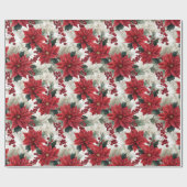 Prachtige Poinsettia Kerst Cadeaupapier (Vlak)