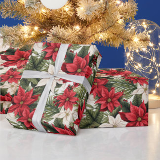 Prachtige Poinsettia Kerst Cadeaupapier