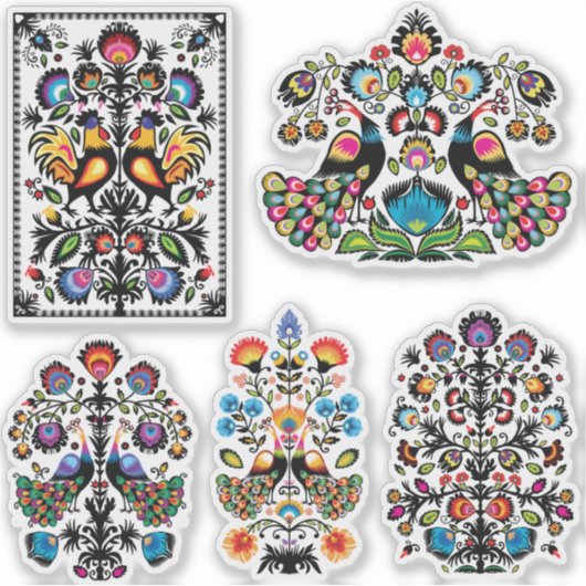 Prachtige pools folklore Wycinanki set-up 5 Sticker (Voorkant)