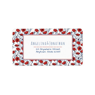 Prachtige Poppy Bouquet Pattern Etiket