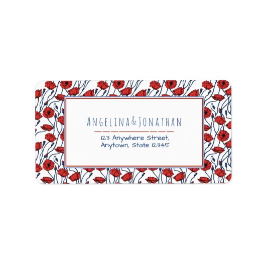 Prachtige Poppy Bouquet Pattern Etiket (Voorkant)