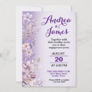 Prachtige Purple Flowers verlovingsfeest Kaart