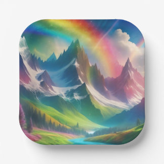 Prachtige Rainbow Fantasy Realm Papieren Bordje