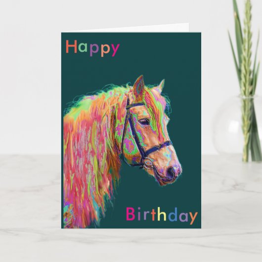Prachtige Rainbow Pony Verjaardag Kaart (Voorkant)
