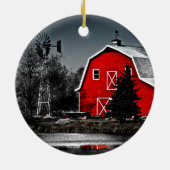 Prachtige Red Barn Keramisch Ornament (Achterkant)
