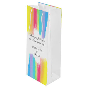 Prachtige regenboog - Aangepast LGBTQ-huwelijk Wijn Cadeautas