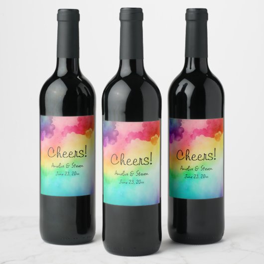 Prachtige regenboogkleuren Abstract design - Cheer Wijn Etiket (Flessen)