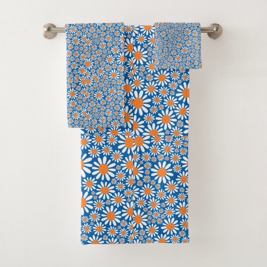 Prachtige Retro Daisy Pattern Bad Handdoek (Insitu)
