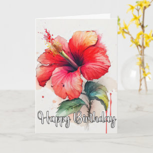 Prachtige rode hibiscus bloem kunst kaart