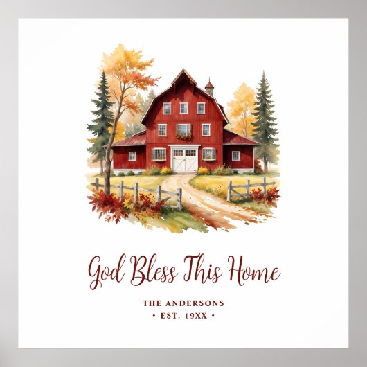 Prachtige Rode Landelijke Schuur Klassieke Boerder Poster (Voorkant)