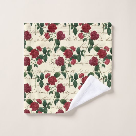 Prachtige rode rozen en klassieke handschrift bad handdoek (Wasdoekje)