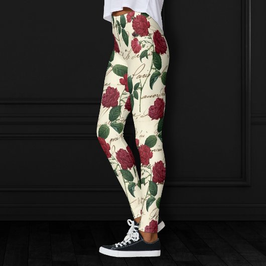 Prachtige rode rozen en klassieke handschrift leggings