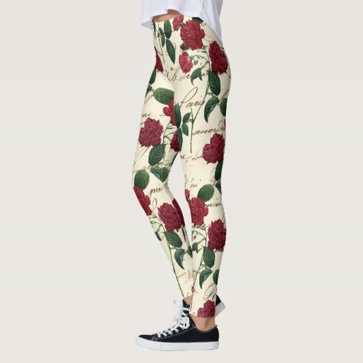 Prachtige rode rozen en klassieke handschrift leggings (Links)
