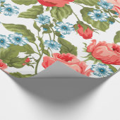 Prachtige rode rozen Retro Abstract Floral Pattern Cadeaupapier (Hoek)