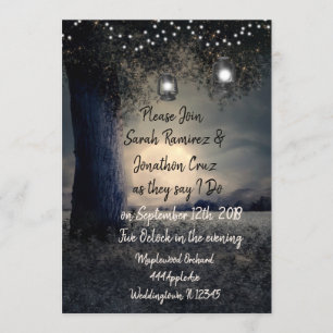 Prachtige Romantische lantern Lit Tree Wedding Kaart