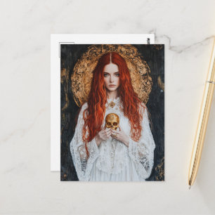 Prachtige roodharige vrouw met een kleine gouden s briefkaart