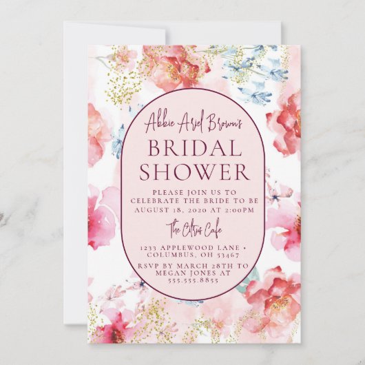 Prachtige Rosy Waterverf Vrijgezellenfeest Kaart (Voorkant)