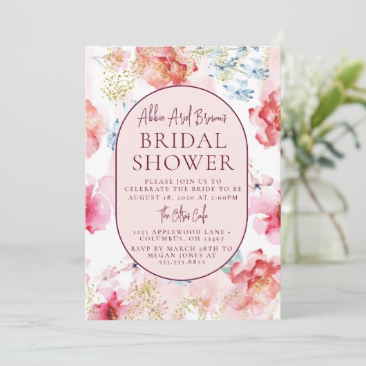 Prachtige Rosy Waterverf Vrijgezellenfeest Kaart (Staand voorkant)